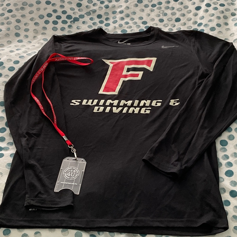 Fairfield Nike Unisex Black Long Sleeve Swimming & Diving Tee and FREE lanyard
